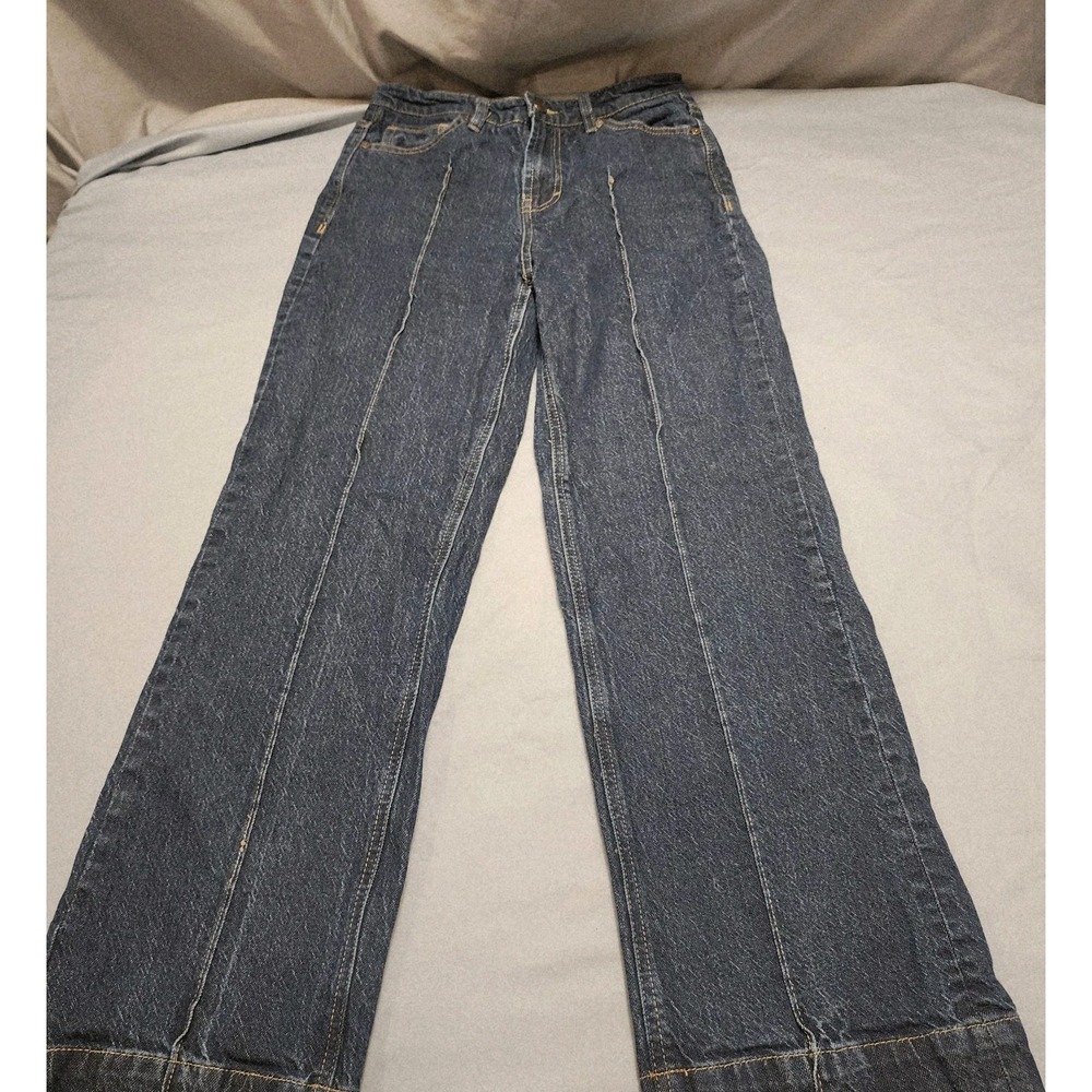 Habitual Womens 2/26 Wide Leg Jeans Seamed Medium Blue High Rise‎ Denim Pants